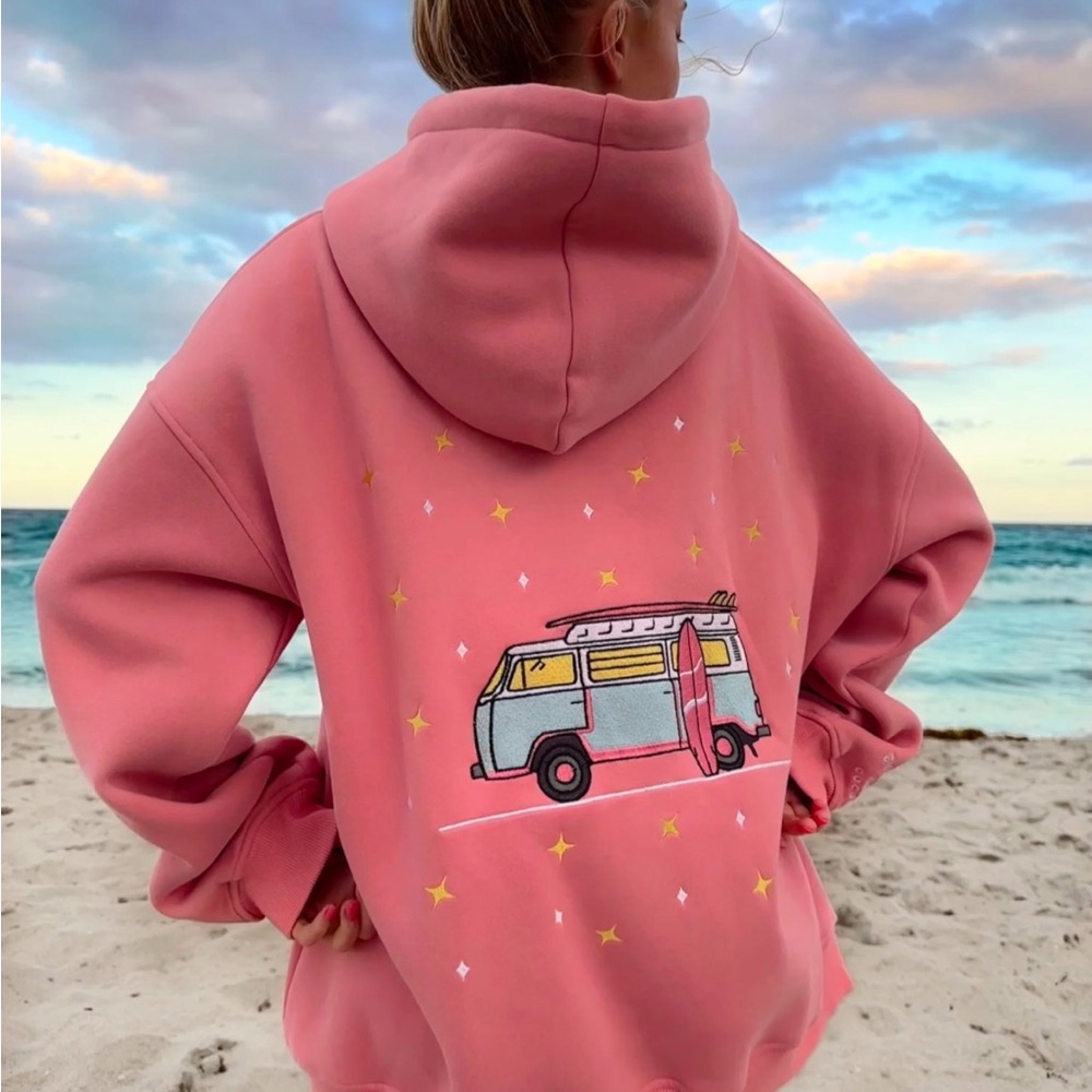 Sunkissed Happy to Be Here Van Surf Beach Pink Sweatshirt 🌊🏖️☀️